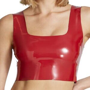Commando Faux Patent Leather Crop Top - FLT110 (Lava)